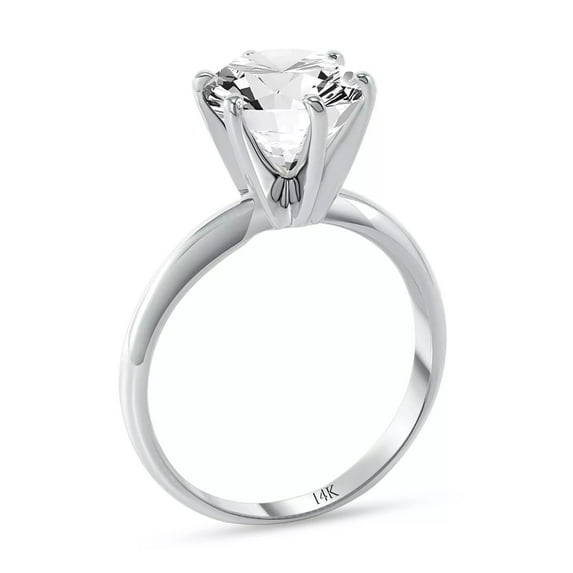 Brilliance Jewels 14K White Gold Plated 2Ct Round Cut Natural Moissanite Solitaire Wedding Ring for Women