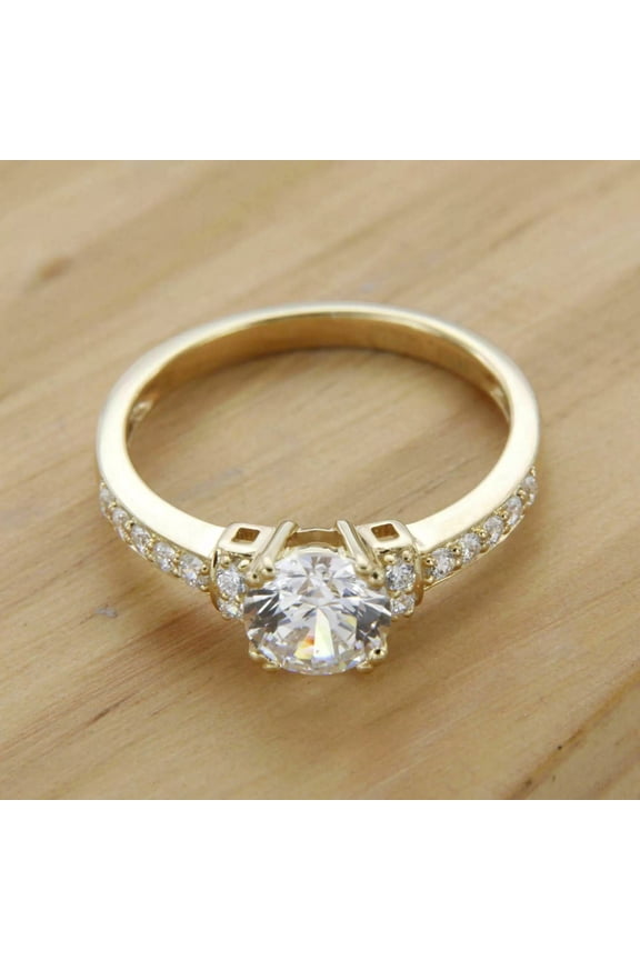 2.00CT Lab Created Round Diamond Wedding Engagement Ring In 14k Yellow Gold Plated For Women's