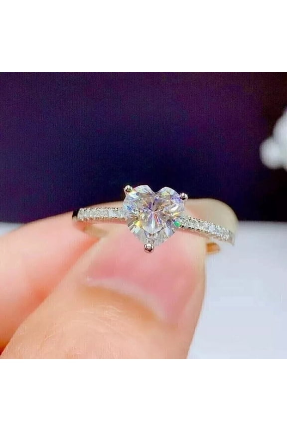 2Ct Heart Cut Lab-Created Diamond Wedding Women's Ring 14K White Gold Plated