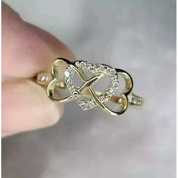 Brilliance Jewels 2Ct Round Cut Lab-Created Diamond Heart Shape Engagement Ring in 14k Yellow Gold Plated