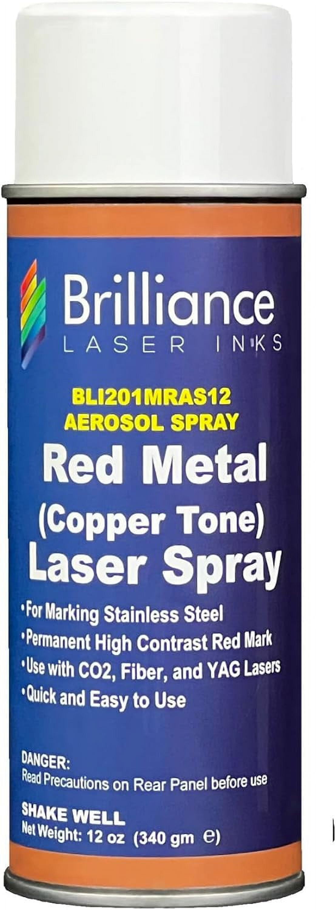 Brilliance Laser Inks 12 Oz Laser Marking Spray Copper Tone Red, Permanent High Contrast Metal