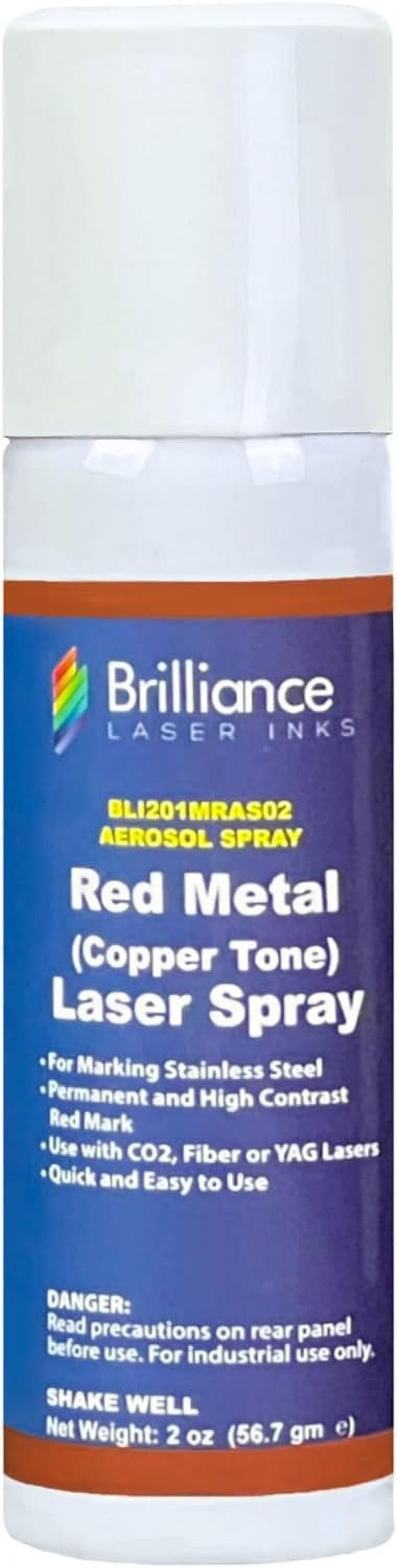 Brilliance Laser Inks 2 Oz Laser Marking Spray Copper Tone Red, Permanent High Contrast Metal