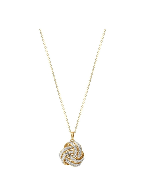 Brilliance Love Knot 18k Gold Crystal Pendant and Earring Set