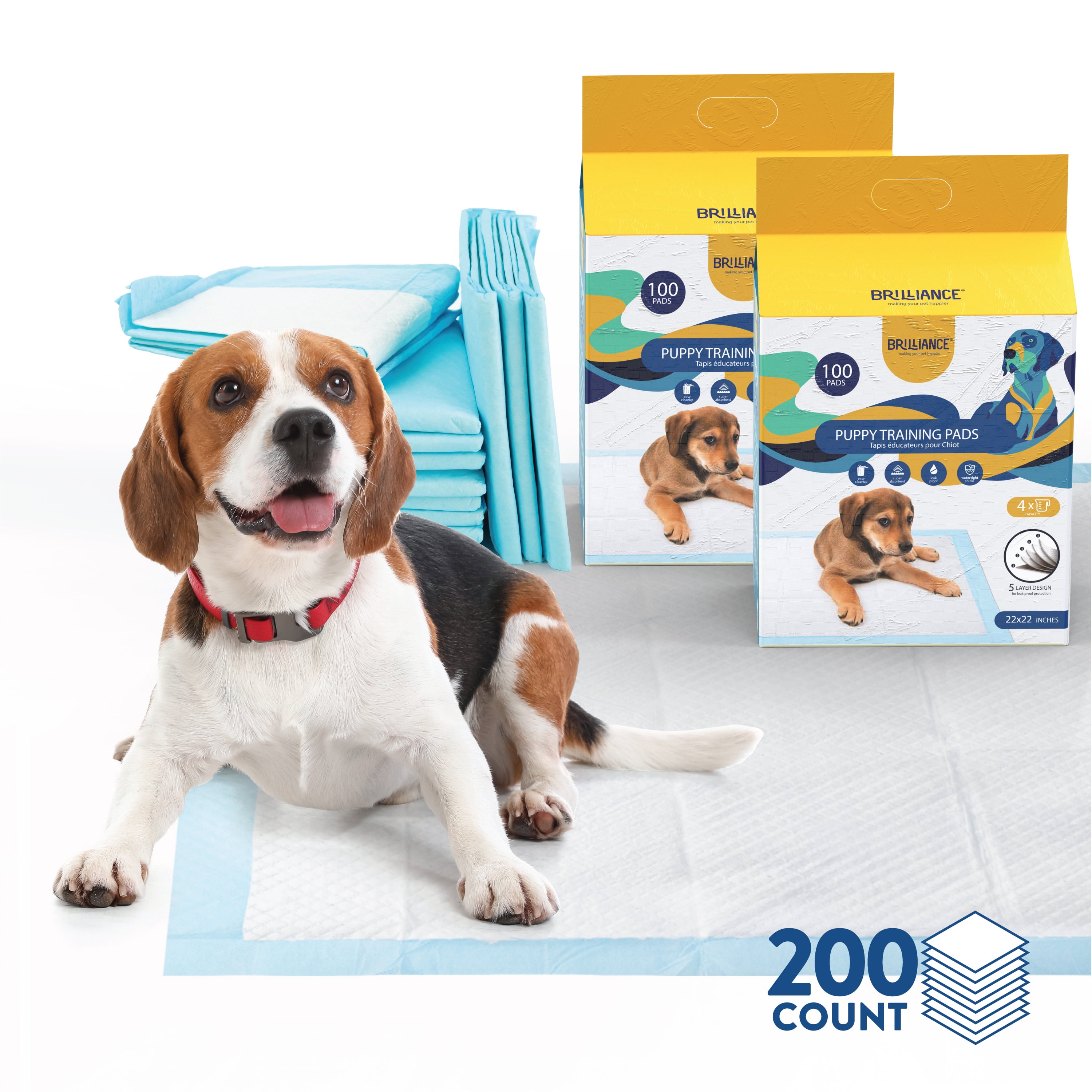 Brilliance Puppy Training Pads 22 x 22 Leak Proof Disposable Puppy Pee Pads 100 Count Shop Black Friday Deals for 2024 Walmart