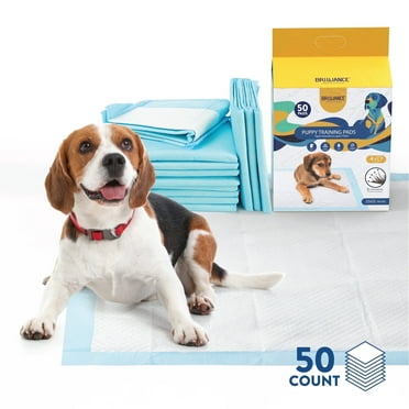 Brilliance Puppy Training Pads, 50 Count Leak-Proof Disposable, 22" x 22"