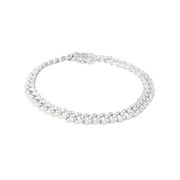 Brilliance Simulated Diamond Link Bracelet in Sterling Silver, 7