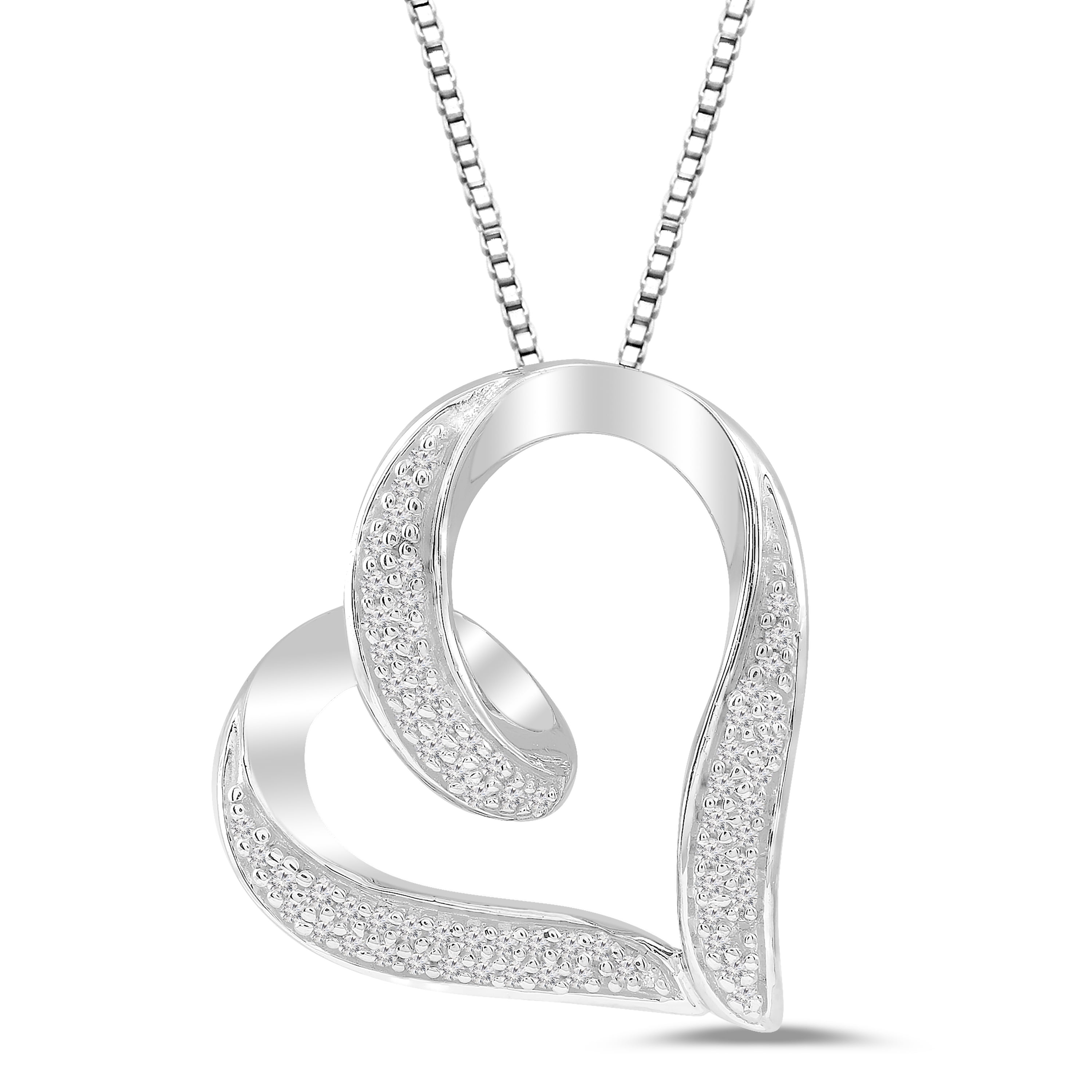 Sterling Silver Diamond Heart Necklace