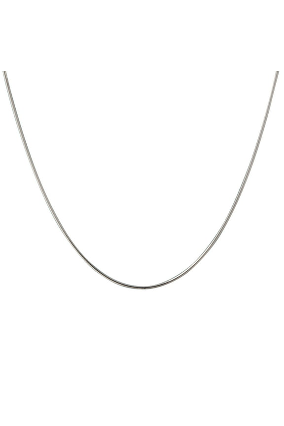 Sterling Silver 1mm Round Snake necklace, 16inch Made In Italy white color