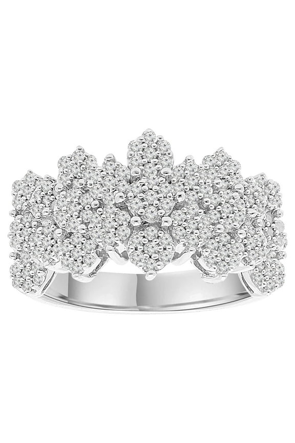 Sterling Silver 3/4 CTTW Natural Diamond Chevron Fashion Ring