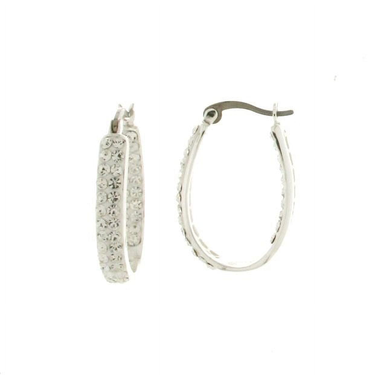 Brilliance Fine Women's Sterling Silver Clear Crystal Hoop Earrings