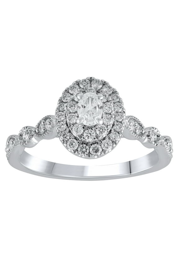 1/2 Carat T.W. Lab Grown Diamond Engagement Women Ring Sterling Silver