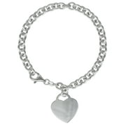 Brilliance Sterling Silver Heart Charm Bracelet 7.5inch White color