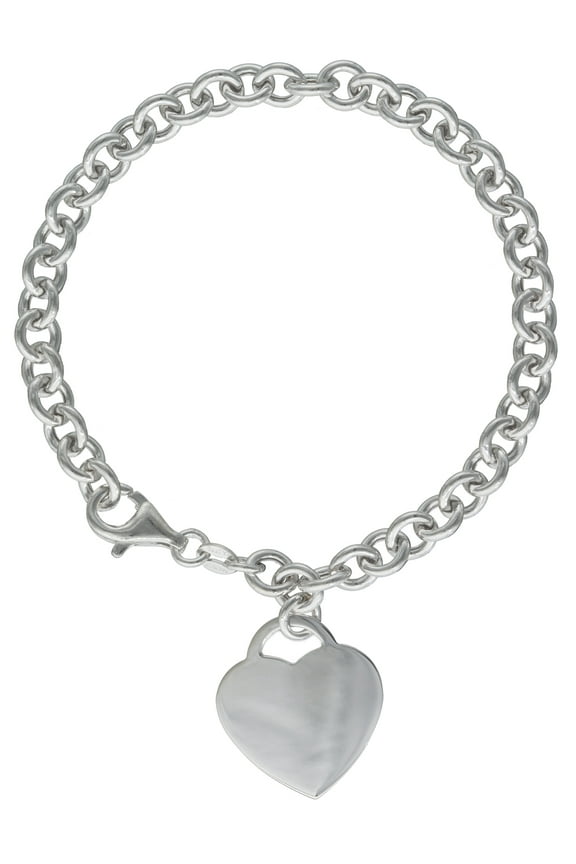 Sterling Silver Heart Charm Bracelet 7.5inch White color