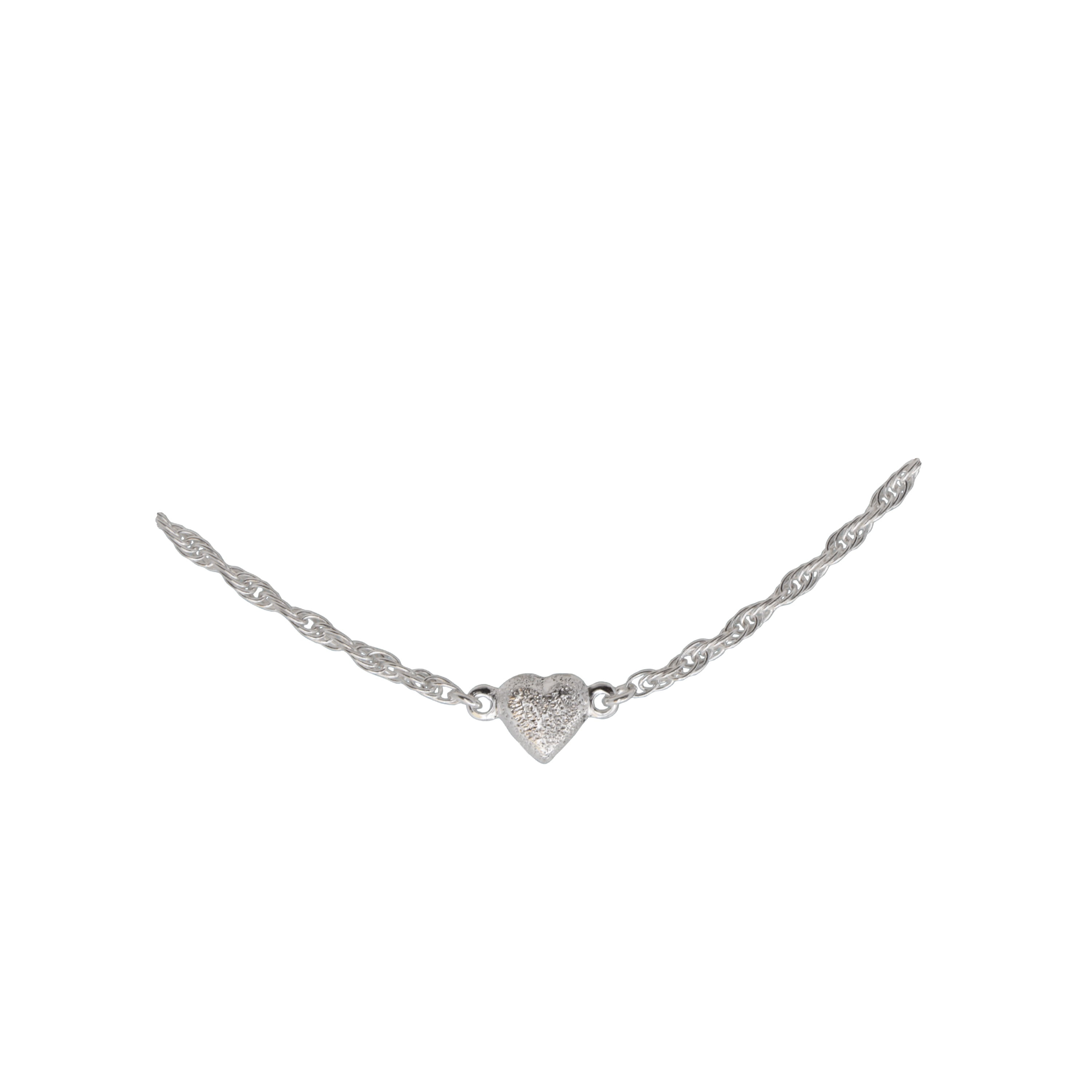 Brilliance Fine Jewelry 925 Sterling Silver Loose Rope Chain with Pave Heart Anklet, 9.5in