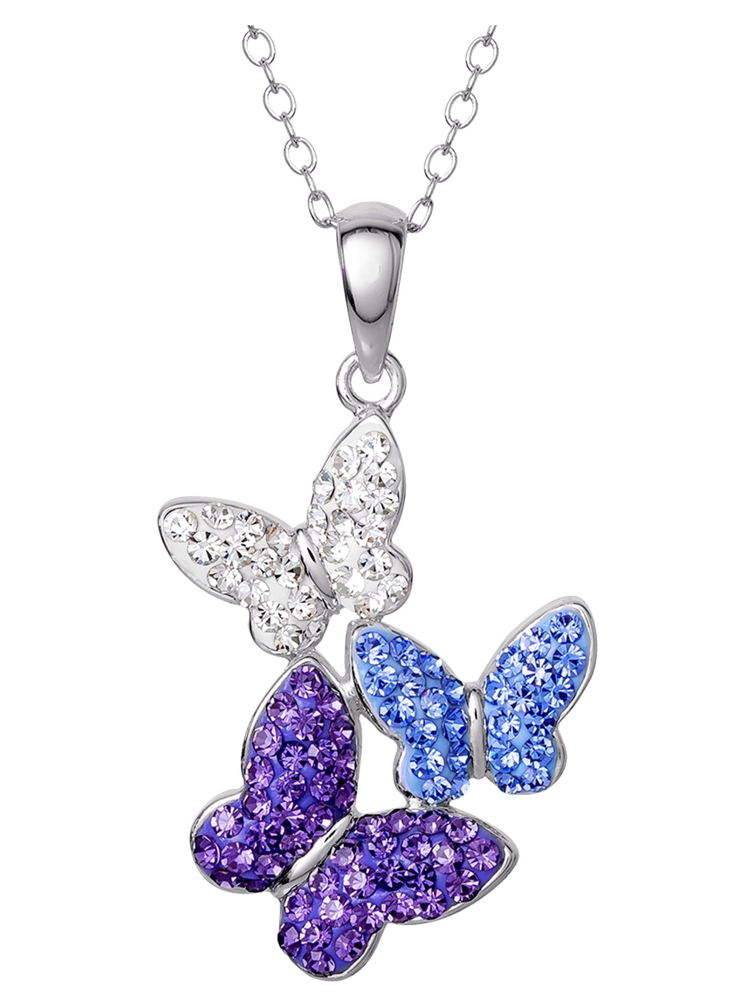 Crystal Butterflies Sterling Silver Pendant Necklace, Color: Silver -  JCPenney