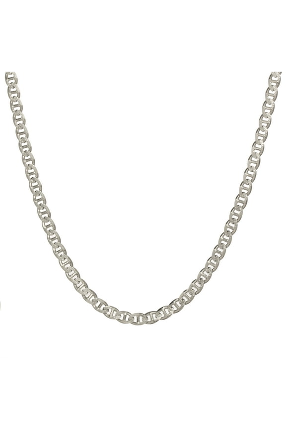 Brilliance Sterling Silver Pav Marina Link Necklace, 24"