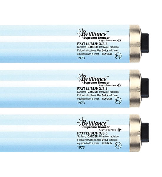 Brilliance Supreme Bronzer F73T12 HO 8.5% 100W RDC Tanning Bulbs - Hot Lamps! - 12 Pack Box