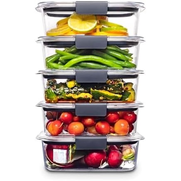 Brilliance Tritan Plastic Food Storage Containers BPA Free Airtight Lids Ideal for Lunch Meal Prep & Leftovers Set of 5 (3.2 Cup)