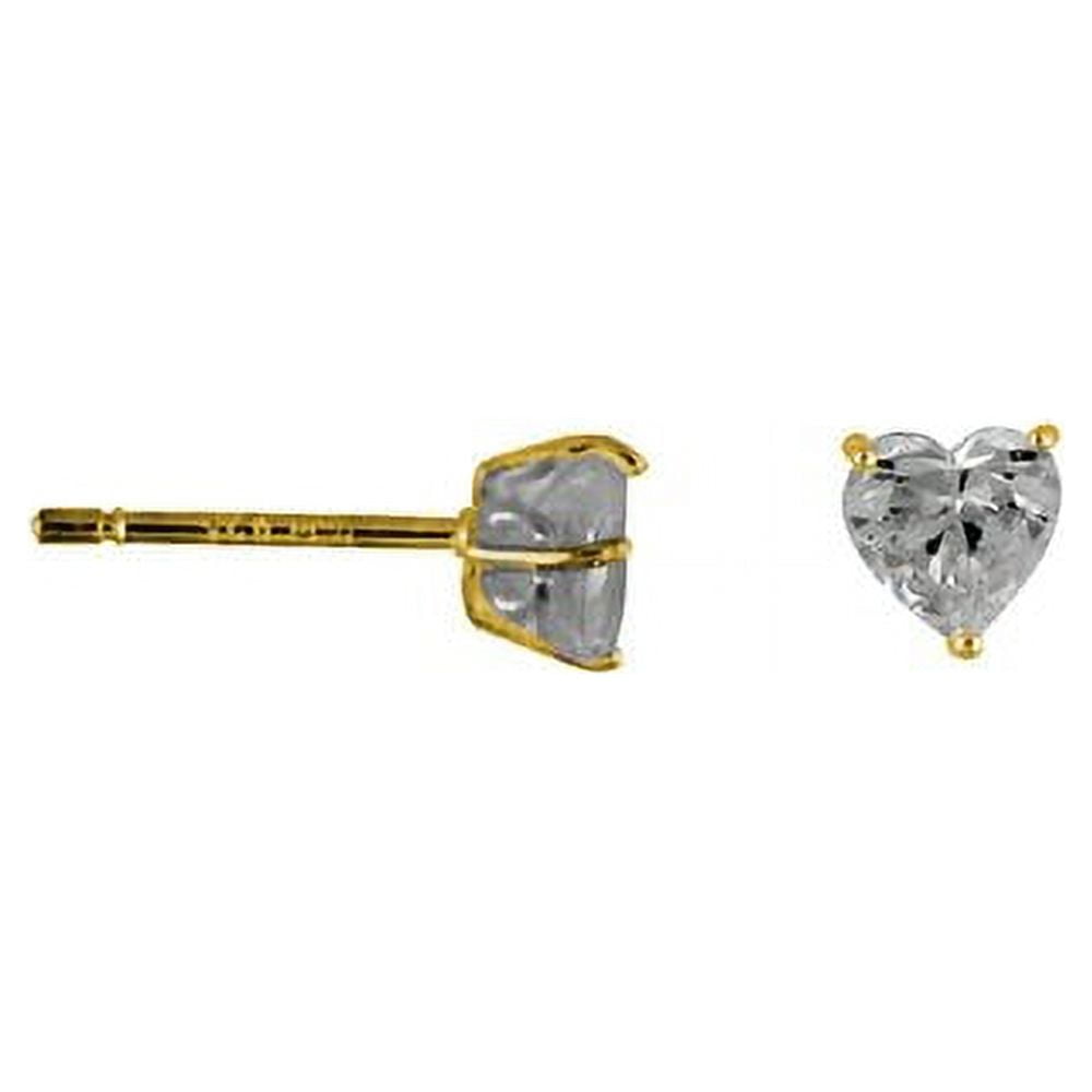 Brilliance Women's Cubic Zirconia 10kt Yellow Gold Heart Stud Earrings