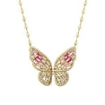 thumbnail image 1 of Brilliance Women's Jewelry Gold Plated Sterling Silver CZ Butterfly Necklace, 1 of 4