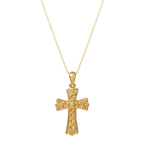 Brilliance Women's Sterling Silver 14KT Plated Cross Pendant, 18" Chain