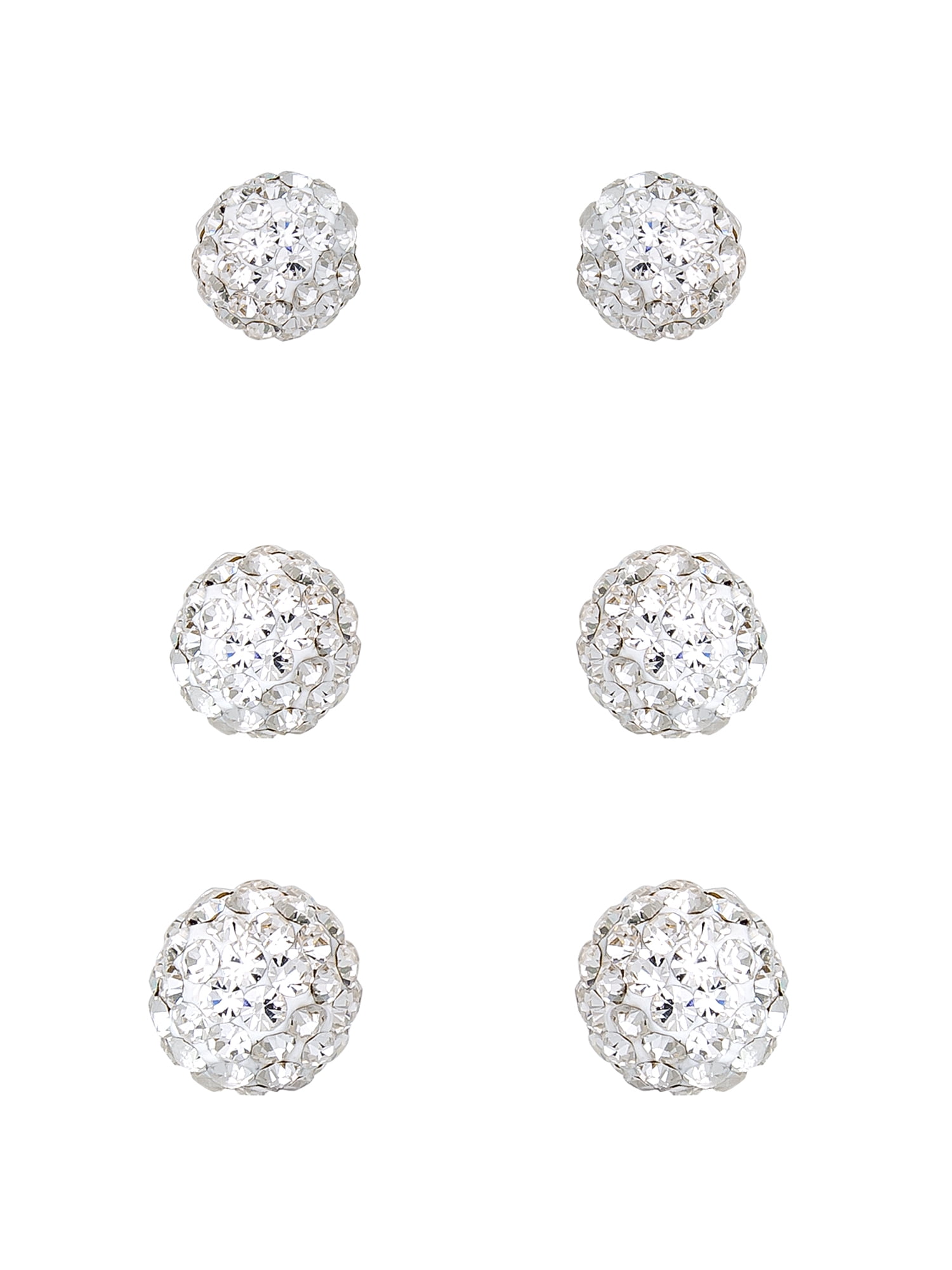 Brilliance Women's Sterling Silver Crystal Ball Stud Earring