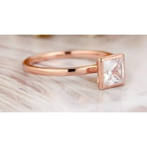 Brilliant 1.50 CT Princess Cut Bezel Set Plated Rose Gold Solitaire Moissanite Engagement Ring Anniversary Gift Proposal Ring