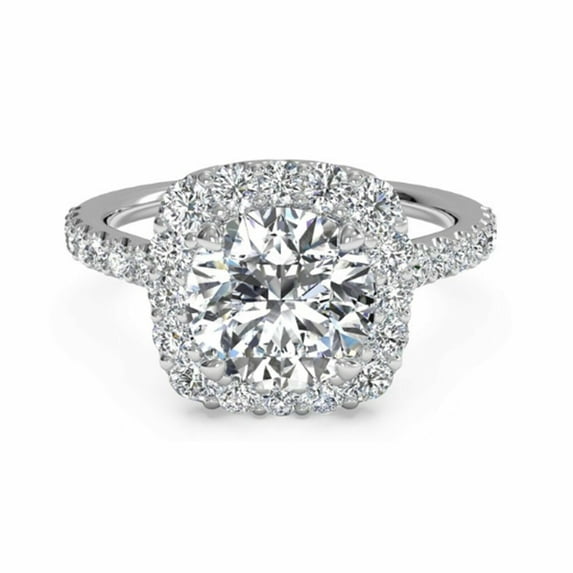Brilliant 2.00 Cts Round Cut Moissanite Diamond Ring , Engagement Ring ,18K White Gold Plated Wedding Ring, Anniversary Ring, Jewelry Ring for Her