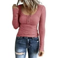 thumbnail image 1 of Brilliant 2 Piece Outfit for Women Pants Matching Set Women Business Women's Casual Solid Color Buttons Long Sleeve V-Neck Loose Shirt Blouse Top Pink M, 1 of 8