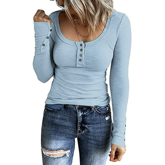 Brilliant 2 Piece Outfit for Women Pants Matching Set Women Business Women's Casual Solid Color Buttons Long Sleeve V-Neck Loose Shirt Blouse Top Blue XXL