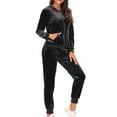 thumbnail image 1 of Brilliant 2 Piece Outfit for Women Plus Size Womens Fall Clothing Plus Size Women's Home and Outdoor Set Autumn Winter Long Sleeve Coat Pants Homewear Set Black XXL, 1 of 6
