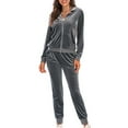thumbnail image 1 of Brilliant 2 Piece Outfit for Women Plus Size Womens Fall Clothing Plus Size Women's Home and Outdoor Set Autumn Winter Long Sleeve Coat Pants Homewear Set Gray S, 1 of 8