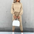 thumbnail image 1 of Brilliant 2 Piece Outfit for Women Womens Pants Plus Size Women Casual Solid Color Two Piece Long Pants Hooded Pullover Long Sleeve Sweatshirts Sets Brown S, 1 of 5