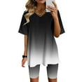 thumbnail image 1 of Brilliant 2 Piece Outfit for Women Clearance Women Fashion V-Neck Blouse Short Sleeve Tops Shorts Casual Suit Sets//Black/S-3XL, 1 of 4
