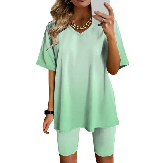 Brilliant 2 Piece Outfit for Women Women Fashion V-Neck Blouse Short Sleeve Tops Shorts Casual Suit Sets Summer