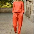 thumbnail image 1 of Brilliant 2 Piece Outfit for Women Fashion Woman Long Sleeve Blouse +Loose Pants Sets-Orange,XL Clearance Clothes under $5.00, 1 of 6