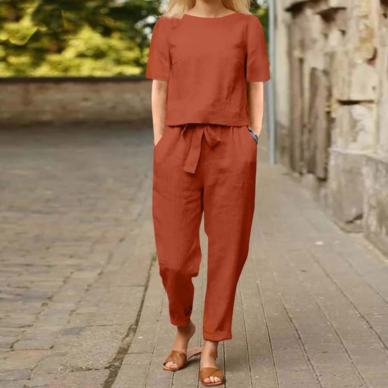 Brilliant 2 Piece Outfit for Women Fashion Woman Long Sleeve Blouse Loose Pants Sets Walmart