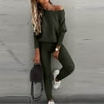 thumbnail image 1 of Brilliant 2 Piece Outfit for Women Pants Matching Set Womens Sweatpants Women's Fashion Suit Long Sleeve Color Round Neck Sweatsuit Green S, 1 of 4