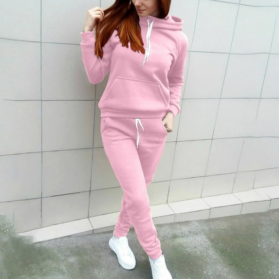 Brilliant 2 Piece Outfit for Women Skirt Plus Size Womens Pants Women BlacklesSolid Color Sets Zipper Wear Wear Suit Sport Set Tops+Pants Pink XXL