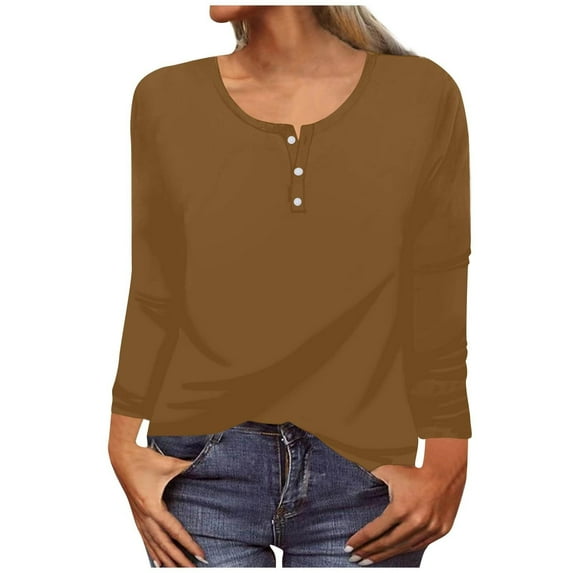 Brilliant 3X Womens Tops Fashion Loose T-Shirt Long Sleeves Blouse Round Neck Casual Tops clothes under $5.00