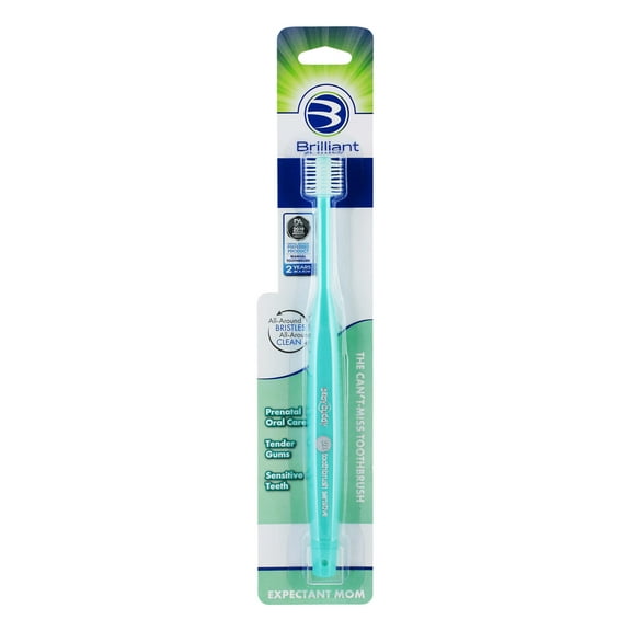 Brilliant Adult Sensitive Toothbrush for Expectant Mom, 360-Degree Soft Bristles, Aqua, 1 Pack
