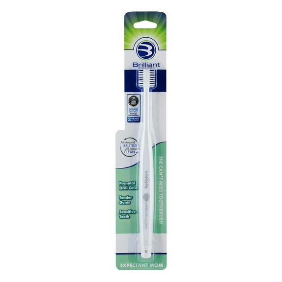 Brilliant Adult Sensitive Toothbrush for Expectant Mom, 360-Degree Soft Bristles, White, 1 Pack