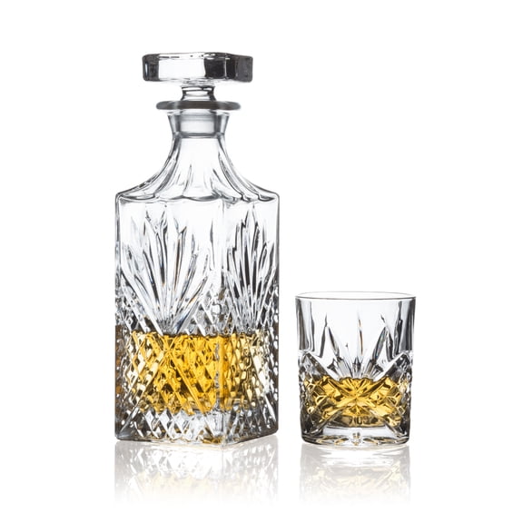 Brilliant - Ashford Lead Free Crystal 5 Piece Whisky Set - Whisky Decanter and Whisky Glasses