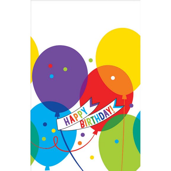 amscan plastic table cover | bright balloons design | birthday