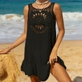 thumbnail image 1 of Brilliant Beach Cover up Womens Bathing Suit Bikini Swimsuit Coverup Crochet Loose Dress Sleeveless Tank Hollow Out(Black,One size), 1 of 5