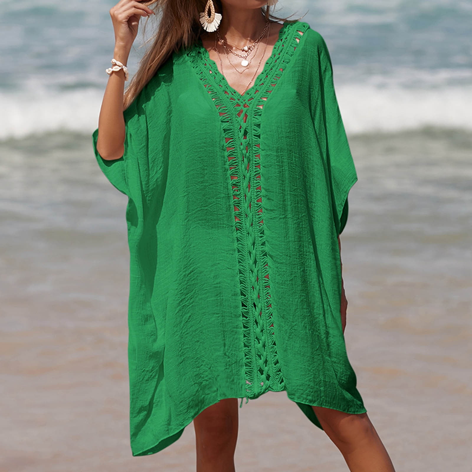 Zoye Chen Women's Bikini Swimsuit Cover Up Button Down V