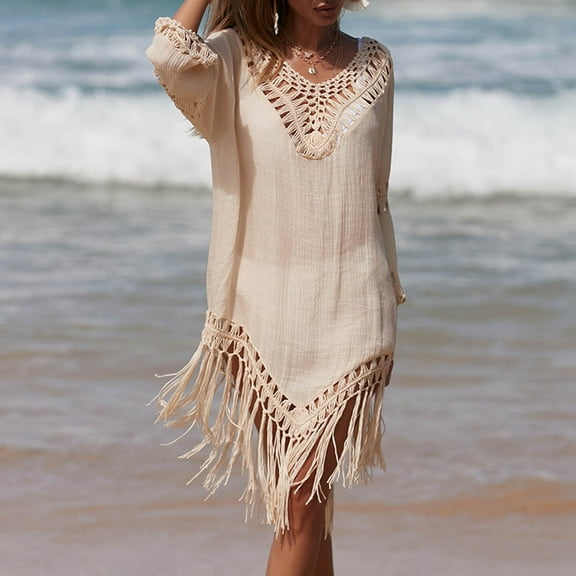 Brilliant Beach Cover up Womens Bathing Suit Bikini Swimsuit Crochet Loose Dress Sleeveless Swim Tops