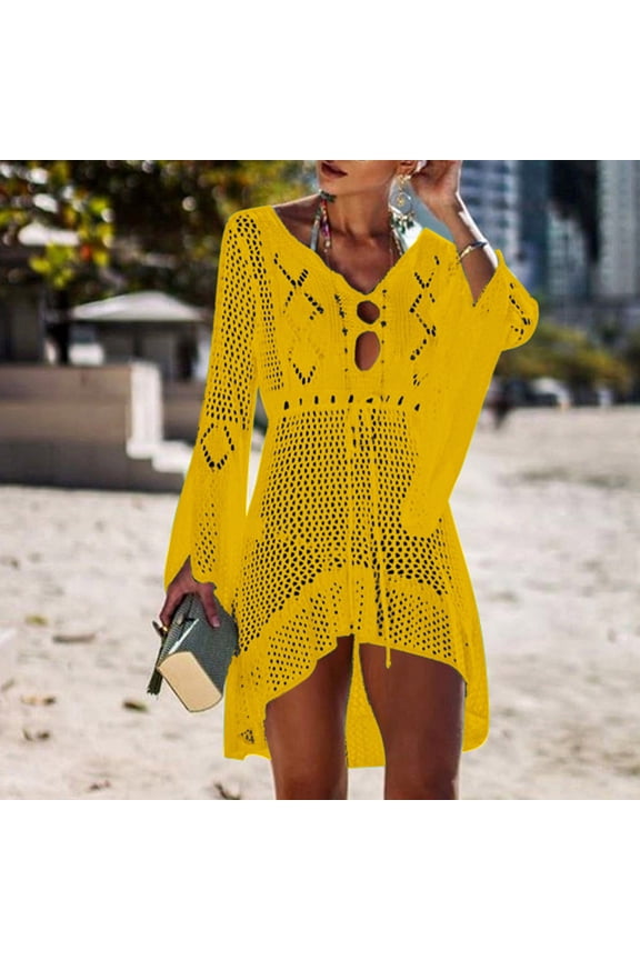 Brilliant Beach Cover up Womens Bathing Suit Bikini Swimsuit Crochet Loose Dress Sleeveless Swim Tops