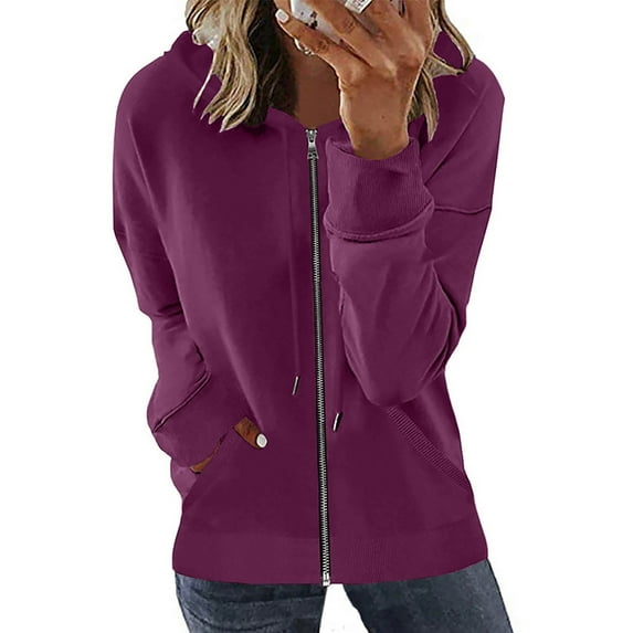 Brilliant Hoodies for Women Plus Size Fashion Woman Long Sleeve Zipper Open Front Loose Outerwear Printing Blouse Coat Tops Pockets Hooded Blouse