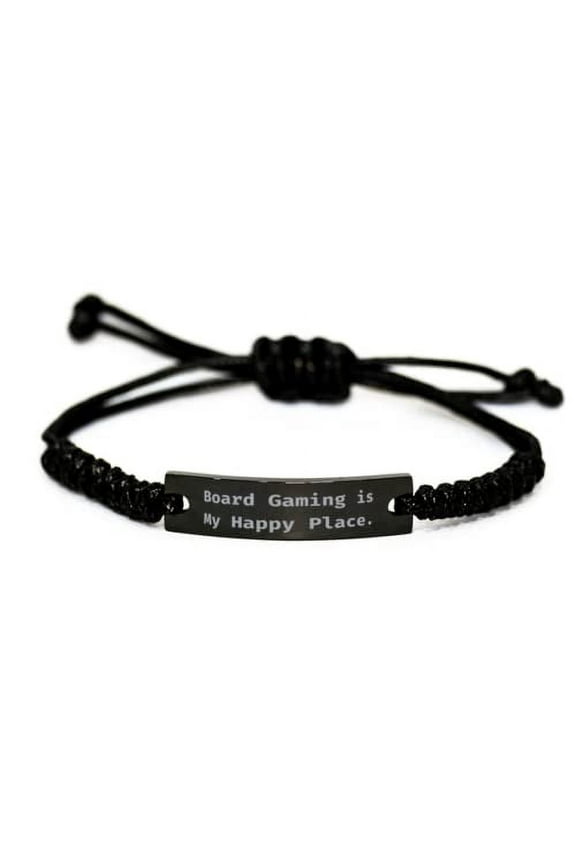 Brilliant Board Games Gifts, Board Gaming is My Happy Place, Board Games Black Rope Bracelet from Friends, Engraved, Present